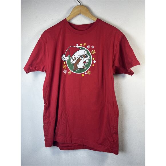 Buc-ee's Believe In The Magic Of Christmas Holiday T Shirt Red Medium Unisex - Picture 1 of 7